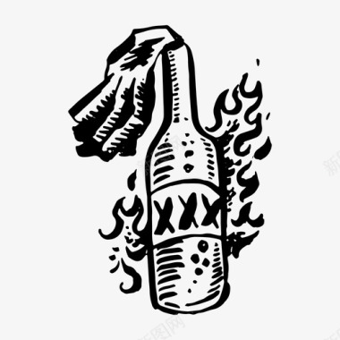 燃烧瓶鸡尾酒燃烧瓶炸药图标图标