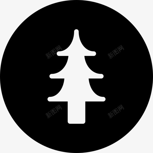 圣诞树绿色野营圆形填充物图标svg_新图网 https://ixintu.com 圆形 圣诞树 填充 绿色 野营