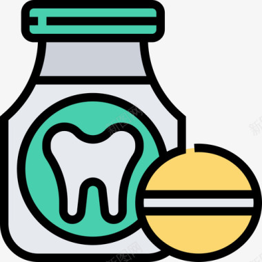 止痛药牙科19线性颜色图标图标