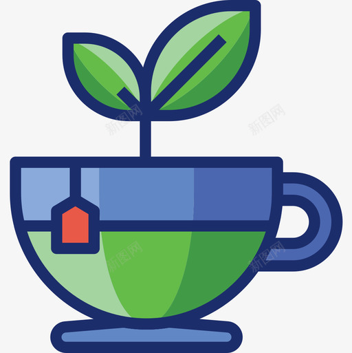 绿茶食品饮料7种原色图标svg_新图网 https://ixintu.com 7种 原色 绿茶 食品饮料
