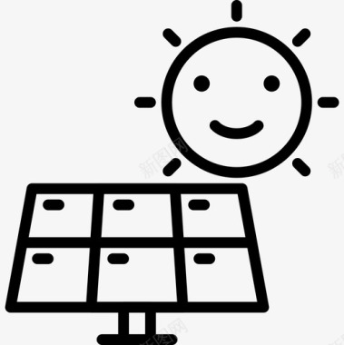 太阳能电池板生态学167线性图标图标