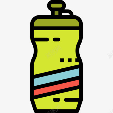瓶子23号自行车线性颜色图标图标