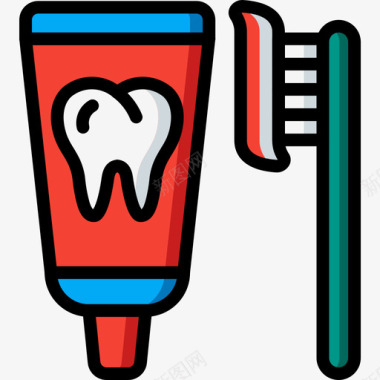 牙刷牙科学8线性颜色图标图标