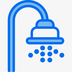 淋浴设备淋浴清洁设备2蓝色图标高清图片