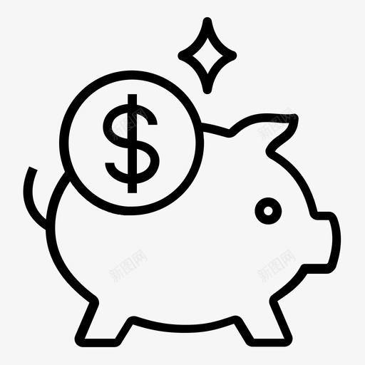 小猪储蓄银行金融线路图标集1svg_新图网 https://ixintu.com 小猪储蓄 金融线路图标集1 银行