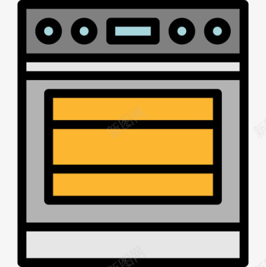 烤箱家具88线性颜色图标图标