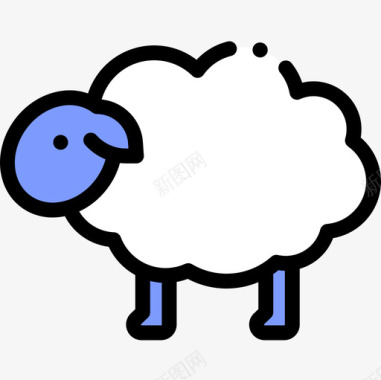 绵羊针织6线性颜色图标图标