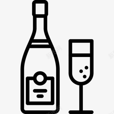 香槟44号酒吧直线型图标图标