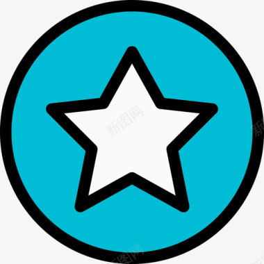 明星投票奖励徽章3直线颜色图标图标