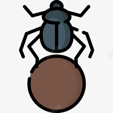 圣甲虫埃及23线性颜色图标图标