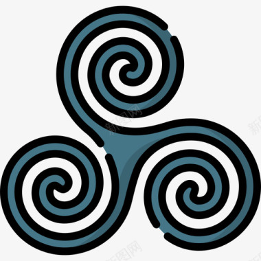 螺旋形爱尔兰6线形颜色图标图标