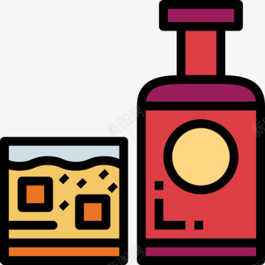 威士忌嘻哈12线性颜色图标图标