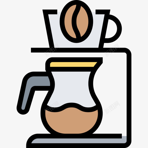 咖啡机咖啡57线性颜色图标svg_新图网 https://ixintu.com 咖啡 咖啡机 线性 颜色