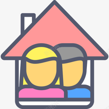 家庭家庭住宅2线性颜色图标图标