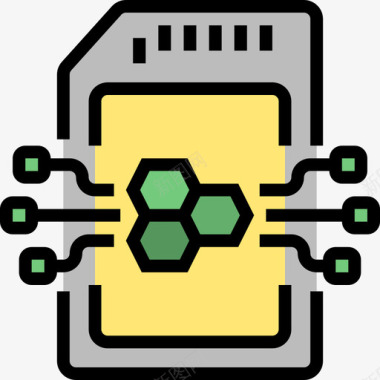 存储卡技术和电子线性彩色图标图标