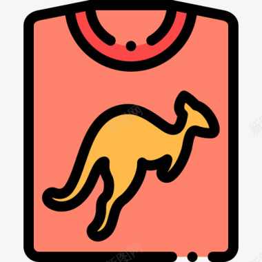 T恤澳大利亚19线性颜色图标图标