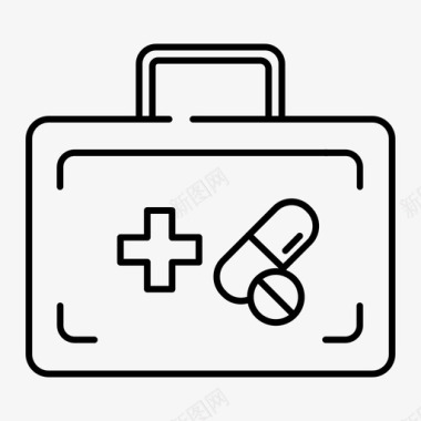 急救箱数字医疗技术和医学图标图标