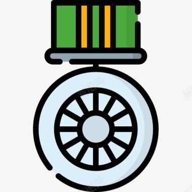 奖章印度共和国第二天直线颜色图标图标