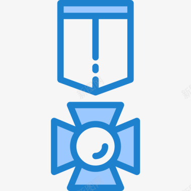 奖章奖赏和奖章6蓝色图标图标