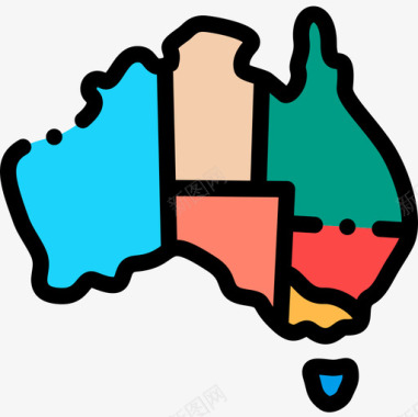 澳大利亚澳大利亚19线性颜色图标图标
