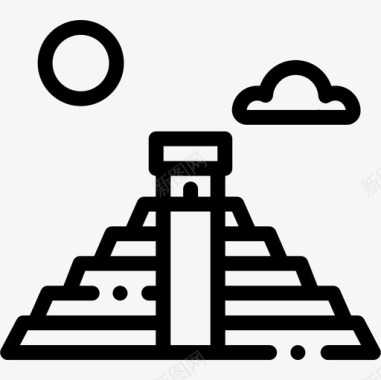 玛雅金字塔历史3直线图标图标