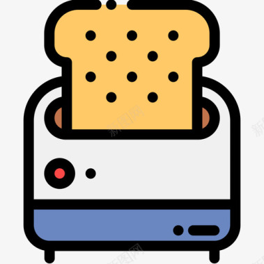 烤面包机24号咖啡厅线性颜色图标图标