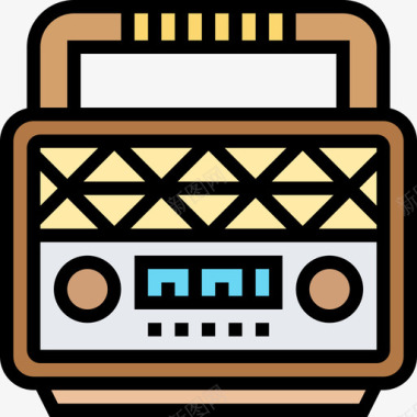 收音机复古装饰19线性颜色图标图标