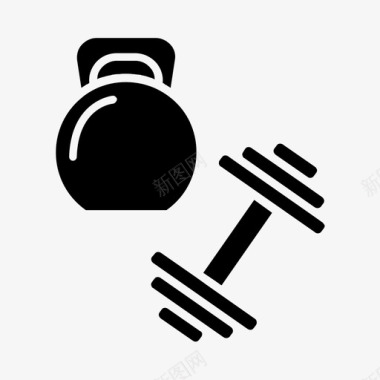 壶铃和哑铃健身运动图标图标