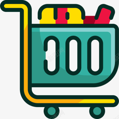 购物车购物和商店4线性颜色图标图标