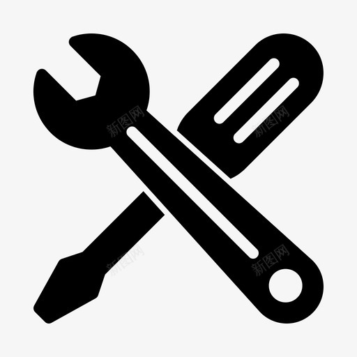 扳手螺丝刀维护维修图标svg_新图网 https://ixintu.com 工具 扳手 标志 维修 维护 螺丝刀