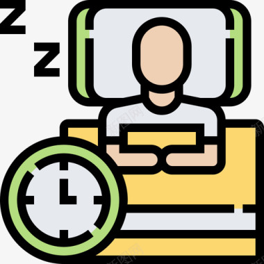 睡眠时间管理48线性颜色图标图标