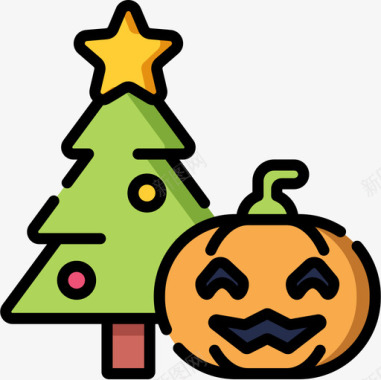 圣诞树零售8线性颜色图标图标