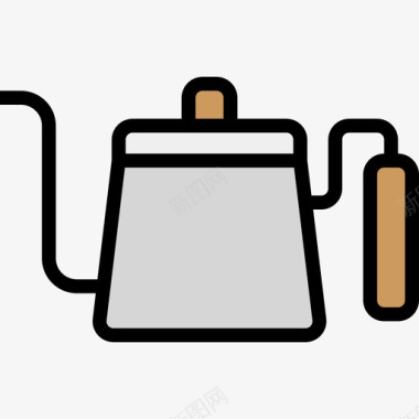 咖啡壶咖啡店业务2线性颜色图标图标