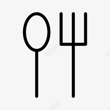 勺子和叉子咖啡馆饮食图标图标