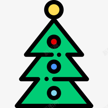 圣诞树假日38线形颜色图标图标