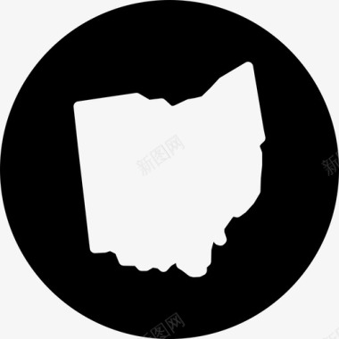 俄亥俄州俄亥俄州地图美国各州地图圆形填充图标图标