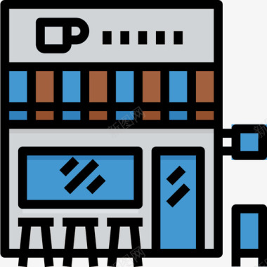 咖啡厅37号楼线性颜色图标图标