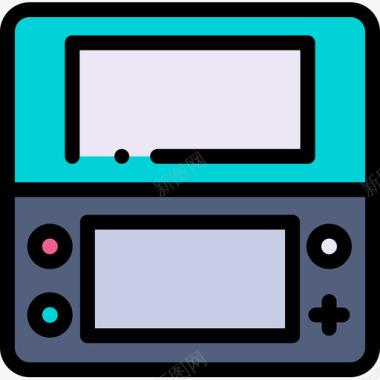 游戏机游戏56线性颜色图标图标