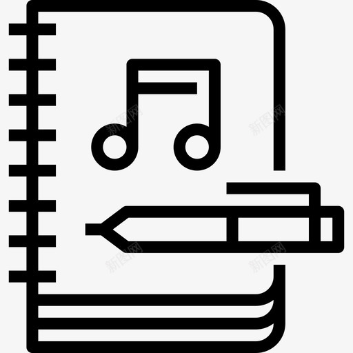 音乐书创意11线性图标svg_新图网 https://ixintu.com 创意11 线性 音乐书