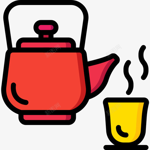 茶壶瓷器35线颜色图标svg_新图网 https://ixintu.com 瓷器35 线颜色 茶壶