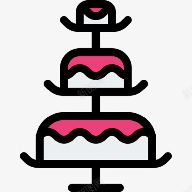 婚礼蛋糕婚礼139线性颜色图标图标