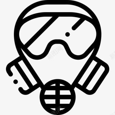 防毒面具污染7线性图标图标