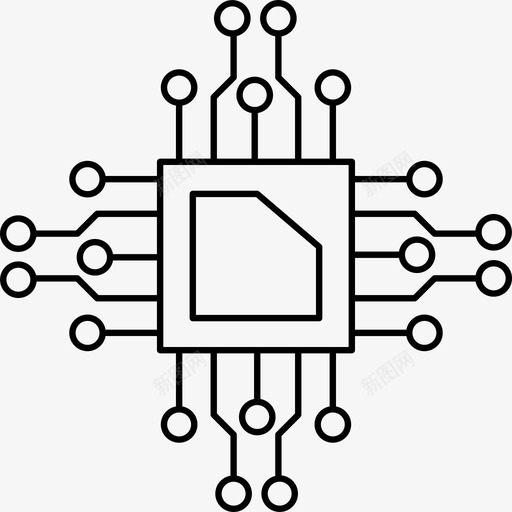 处理器电路ic图标svg_新图网 https://ixintu.com ic 处理器 微芯片 电源 电路