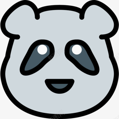 熊猫熊动物43线性颜色图标图标