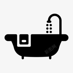 淋浴符号浴缸浴室酒店图标高清图片