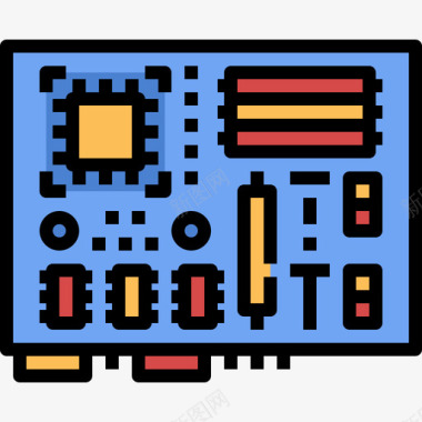 主板计算机33线性颜色图标图标