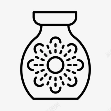 装饰花瓶古董传家宝图标图标