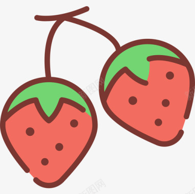 草莓纯素2线性颜色图标图标