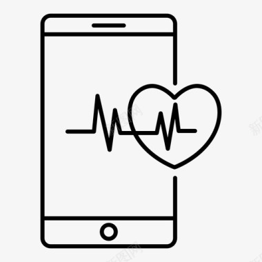 数字健康跟踪心脏智能手机图标图标