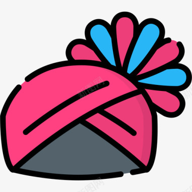 头巾印度共和国第二天线形颜色图标图标